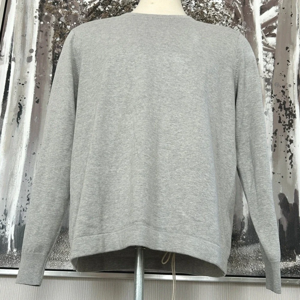 J.CREW Men's Heather Grey 100% Cotton Crew Neck Sweater-Tee - XL